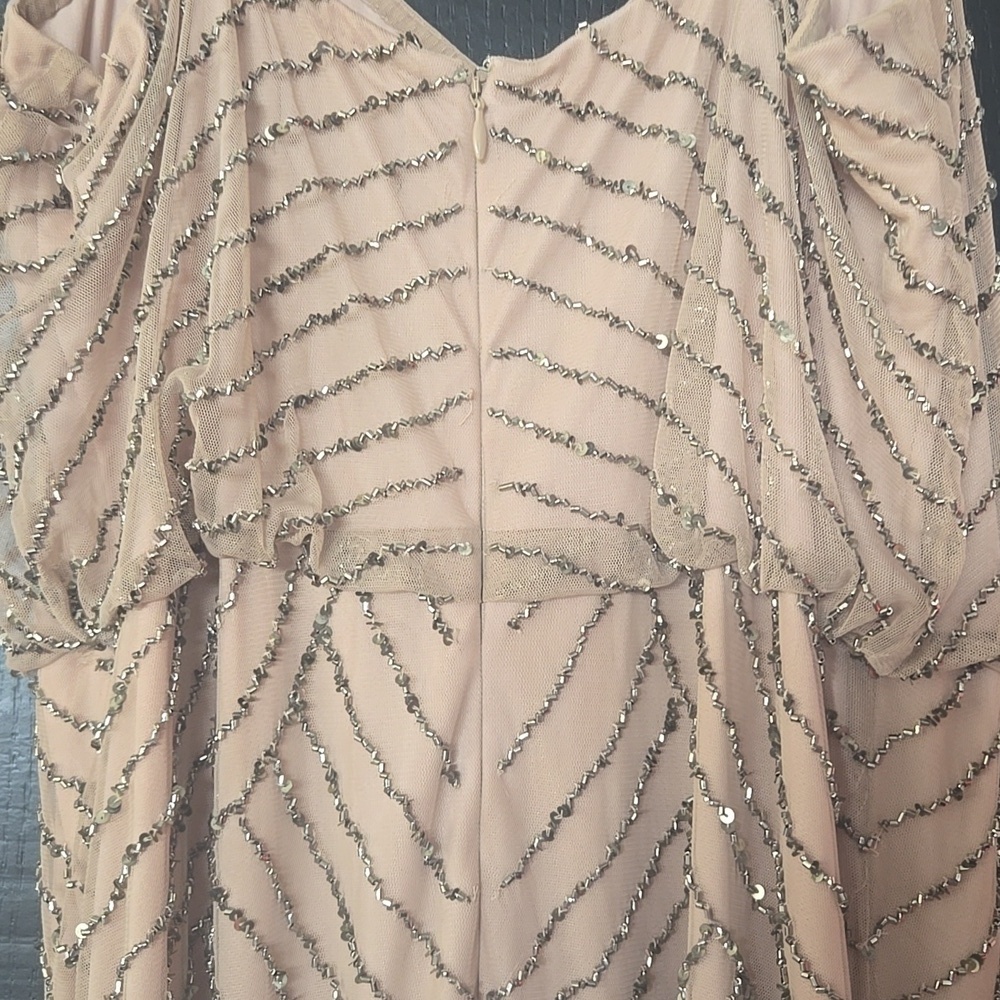 Adrianna Papell Beaded Art Deco Blouson Floor Length Gown Size 14 - Picture 5 of 14